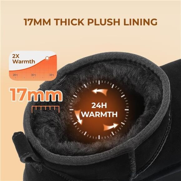 Mini Boots for Women Suede Genuine Leather, Classic Winter Ankle Snow Boots - Picture 3 of 7